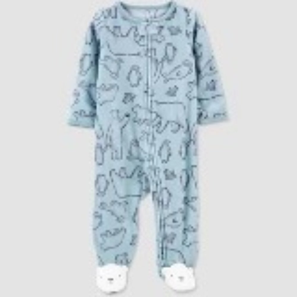 Carter's Just One You® Baby Boys' Artic Animal Footed Pajama - Blue 3M